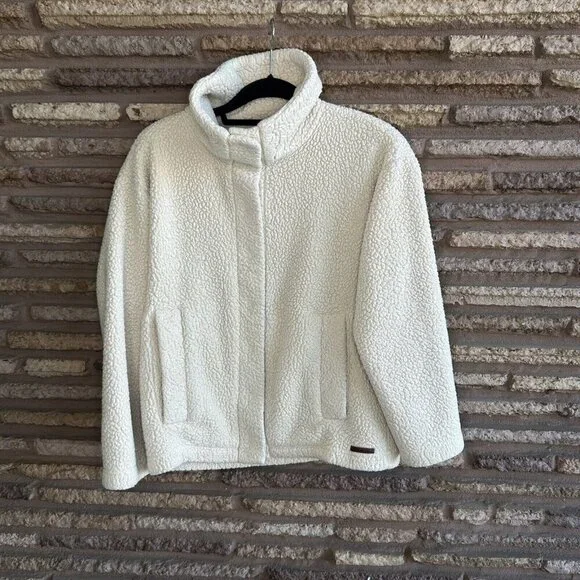Billabong Ivory Cream Sherpa Fleece Casual Jacket Snaps Size Small - Picture 3 of 9
